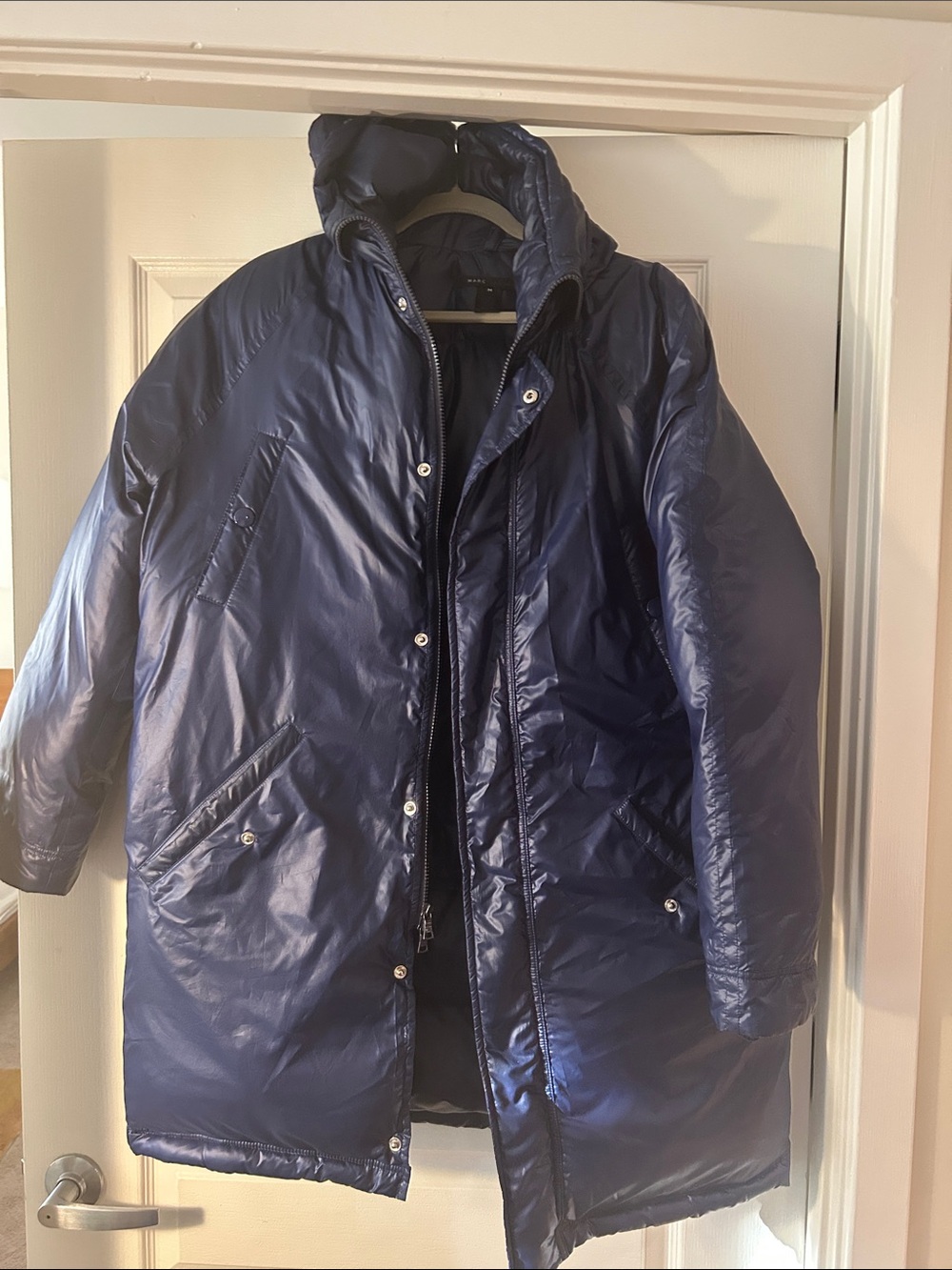 Marc Jacobs Navy Long Quilted Puffer Down Jacket